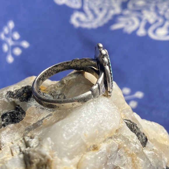 Vintage Silver & Turquoise Bell Traders Ring 1930s - Picture 4 of 10